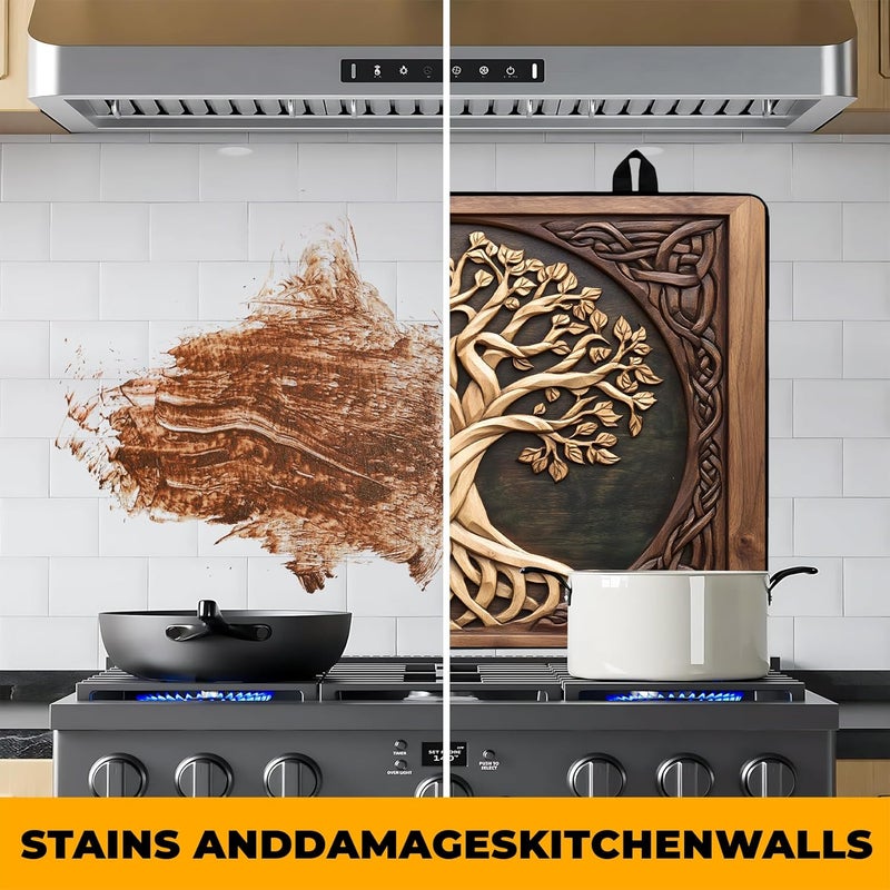 BVBOX Tree of Life Stove Top Cover Retro Flower Gas Stove Top Cover for Home Decoration Kitchen Pad Non-Stick Washable Cooktop Covers Countertop Protector Keep Stove Clean 28"x20" - Image 5